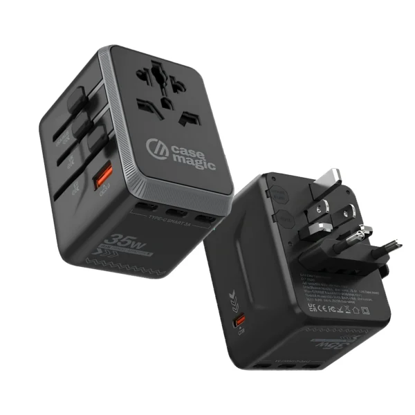 Case-Magic Universal Travel Adapter 35W GaN Type C | Universal Plug with USB-C & USB-A Ports