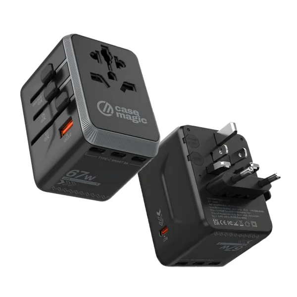 Case-Magic Universal Travel Adapter 67W GaN Type C | Fast Charging for 200+ Countries