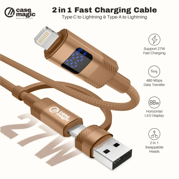 USB-C & USB-A to Lightning Fast Charging Cable