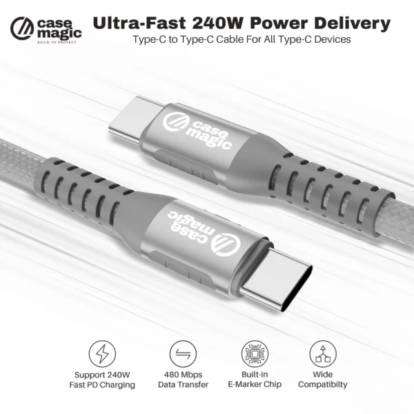 240W Type C to Type C Fast Charging Cable (2m)