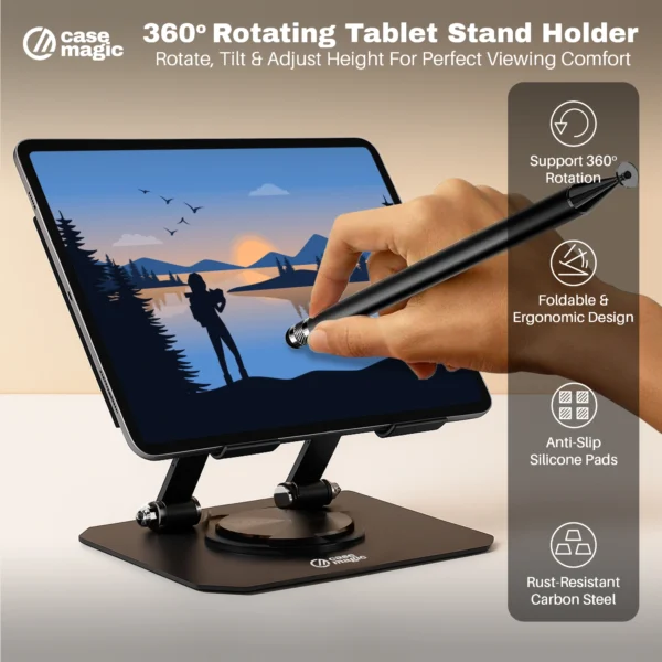 CASE-MAGIC Foldable 360° Rotating Tablet Stand Holder