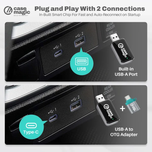 Case-Magic Bluetooth Wireless Car Receiver | Wireless Carplay & Android Auto Adapter