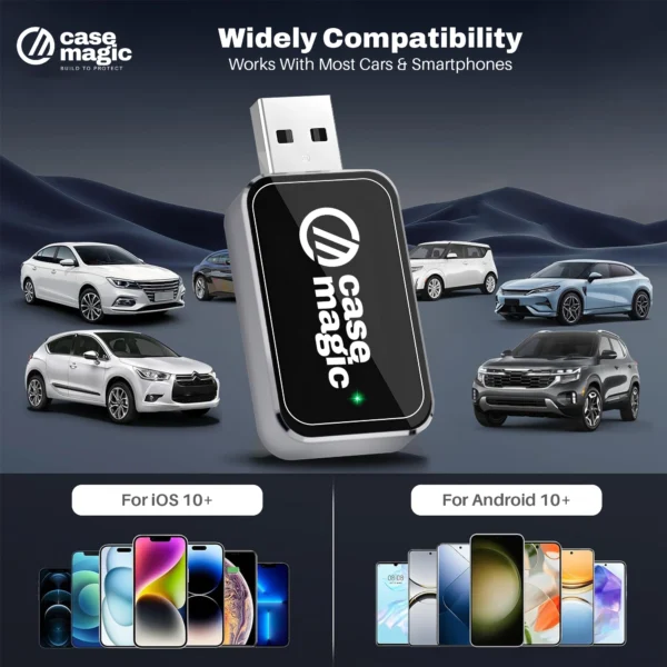 Case-Magic Bluetooth Wireless Car Receiver | Wireless Carplay & Android Auto Adapter