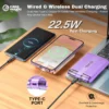 10000mAh magnetic wireless power bank with 22.5W fast charging, Compact portable charger for iPhone & Android.