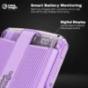 10000mAh magnetic wireless power bank with 22.5W fast charging, 15W wireless Stylish purple portable charger for iPhone & Android.